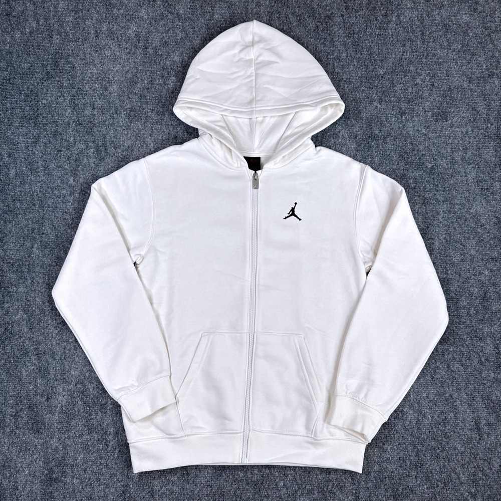 Jordan Boys Large 12-13Yrs White Jumpman Logo Full Zip Hoodie NWT‎